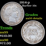 1914-p Barber Dime 10c Grades au details