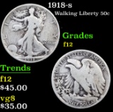 1918-s Walking Liberty Half Dollar 50c Grades f, fine