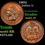 1903 Indian Cent 1c Grades GEM Unc RB