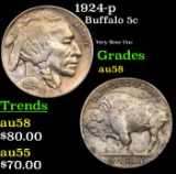 1924-p Buffalo Nickel 5c Grades Choice AU/BU Slider