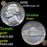 Proof 1938 Jefferson Nickel 5c Grades GEM++ Proof