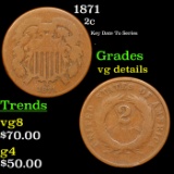 1871 Two Cent Piece 2c Grades vg details