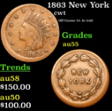 1863 New York Civil War Token Mint Error 1c Grades Choice AU