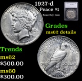 1927-d Peace Dollar $1 Graded ms62 details By SEGS