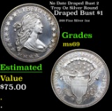 No Date Draped Bust 2 Troy Oz Silver Round Draped Bust Dollar $1 Grades ms69