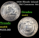 1936 Rhode island Old Commem Half Dollar 50c Grades Choice Unc