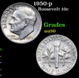 1950-p Roosevelt Dime 10c Grades AU, Almost Unc