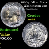 1983-p Washington Quarter Mint Error 25c Grades Choice Unc