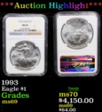 ***Auction Highlight*** NGC 1993 Silver Eagle Dollar $1 Graded ms69 By NGC (fc)