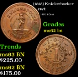 (1863) Knickerbocker Civil War Token 1c Grades Select Unc BN