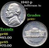 Proof 1942-p Jefferson Nickel 5c Grades GEM+ Proof