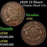 1828 13 Stars Classic Head half cent 1/2c Grades xf