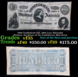 $100 Confederate bill, 1864 Lucy Holcombe Pickens, the Queen of the Confederacy Mint Error Grades vf