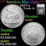 ***Auction Highlight*** 1877-s Trade Dollar $1 Graded ms63+ By SEGS (fc)