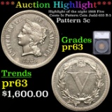 Proof ***Auction Highlight*** 1868 Five Cents 5c Pattern Coin Judd-633 R-5 Pollock-705 Graded pr63 B