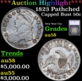 ***Auction Highlight*** 1823 Pathched 3 Capped Bust Half Dollar O-101a 50c Graded au58 By SEGS (fc)