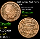 1863 Army And Navy Civil War Token 1c Grades xf+