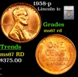 1958-p Lincoln Cent 1c Graded ms67 rd By SEGS