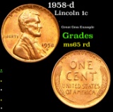 1958-d Lincoln Cent 1c Grades GEM Unc RD