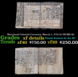 Maryland Colonial Currency March 1, 1770 $2 FR-MD-56 Grades xf details
