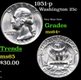 1951-p Washington Quarter 25c Grades Choice+ Unc