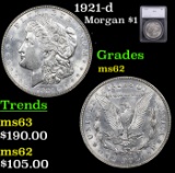 1921-d Morgan Dollar $1 Graded ms62 By SEGS