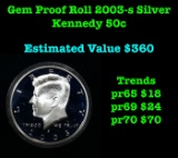 ***Auction Highlight*** Full Roll Of 2003-s Proof Silver Kennedy Half Dollars 50c 20 Coins (fc)