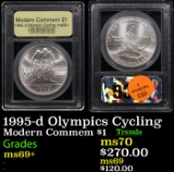 1995-d Olympics Cycling Modern Commem Dollar $1 Graded ms69+ By USCG