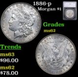 1886-p Morgan Dollar $1 Graded ms62 By SEGS