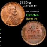 1935-p Lincoln Cent 1c Grades GEM Unc RB