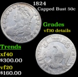 1824 Capped Bust Half Dollar 50c Grades VF Details