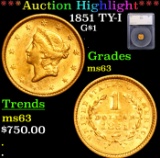***Auction Highlight*** 1851 Gold Dollar TY-I $1 Graded ms63 By SEGS (fc)