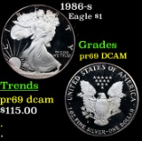 Proof 1986-s Silver Eagle Dollar $1 Grades GEM++ Proof Deep Cameo