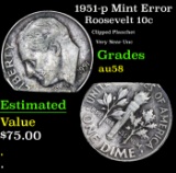 1951-p Roosevelt Dime Mint Error 10c Grades Choice AU/BU Slider