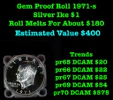 Full Roll Silver Gem Proof 1971-s Silver Eisenhower 'Ike' Dollars. 20 Coins total.
