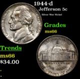 1944-d Jefferson Nickel 5c Grades GEM+ Unc