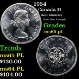 1964 Canada Dollar $1 Grades Gem Unc PL