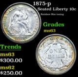 1875-p Seated Liberty Dime 10c Grades Select Unc
