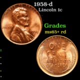 1958-d Lincoln Cent 1c Grades Gem+ Unc RD