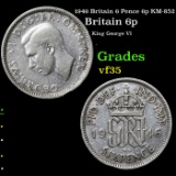 1946 Britain 6 Pence 6p KM-852 Grades vf++