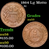 1864 Lg Motto Two Cent Piece 2c Grades Select AU