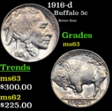 1916-d Buffalo Nickel 5c Grades Select Unc