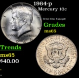 1964-p Mercury Dime 10c Grades GEM Unc