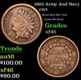 1863 Army And Navy Civil War Token 1c Grades xf+
