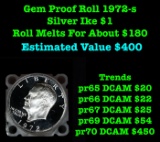Full Roll Silver Gem Proof 1972-s Silver Eisenhower 'Ike' Dollars. 20 Coins total.