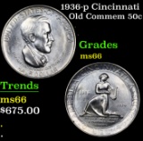 1936-p Cincinnati Old Commem Half Dollar 50c Grades GEM+ Unc By SEGS