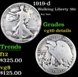 1919-d Walking Liberty Half Dollar 50c Grades vg details