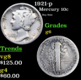 1921-p Mercury Dime 10c Grades g+