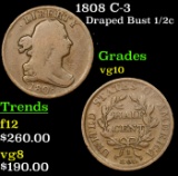 1808 Draped Bust Half Cent C-3 1/2c Grades vg+