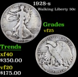 1928-s Walking Liberty Half Dollar 50c Grades vf+